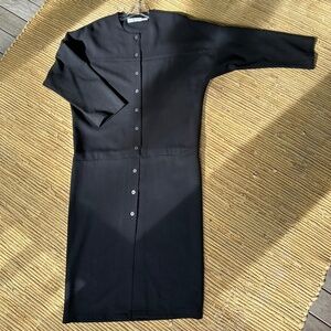 Vintage Jaeger London - Drop Waist Button Down Black Dress